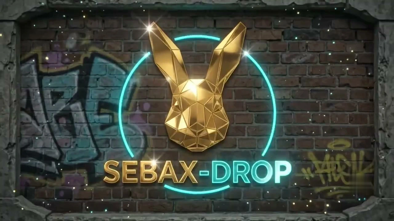 SEBAX-DROP: conejo dorado sobre pared urbana